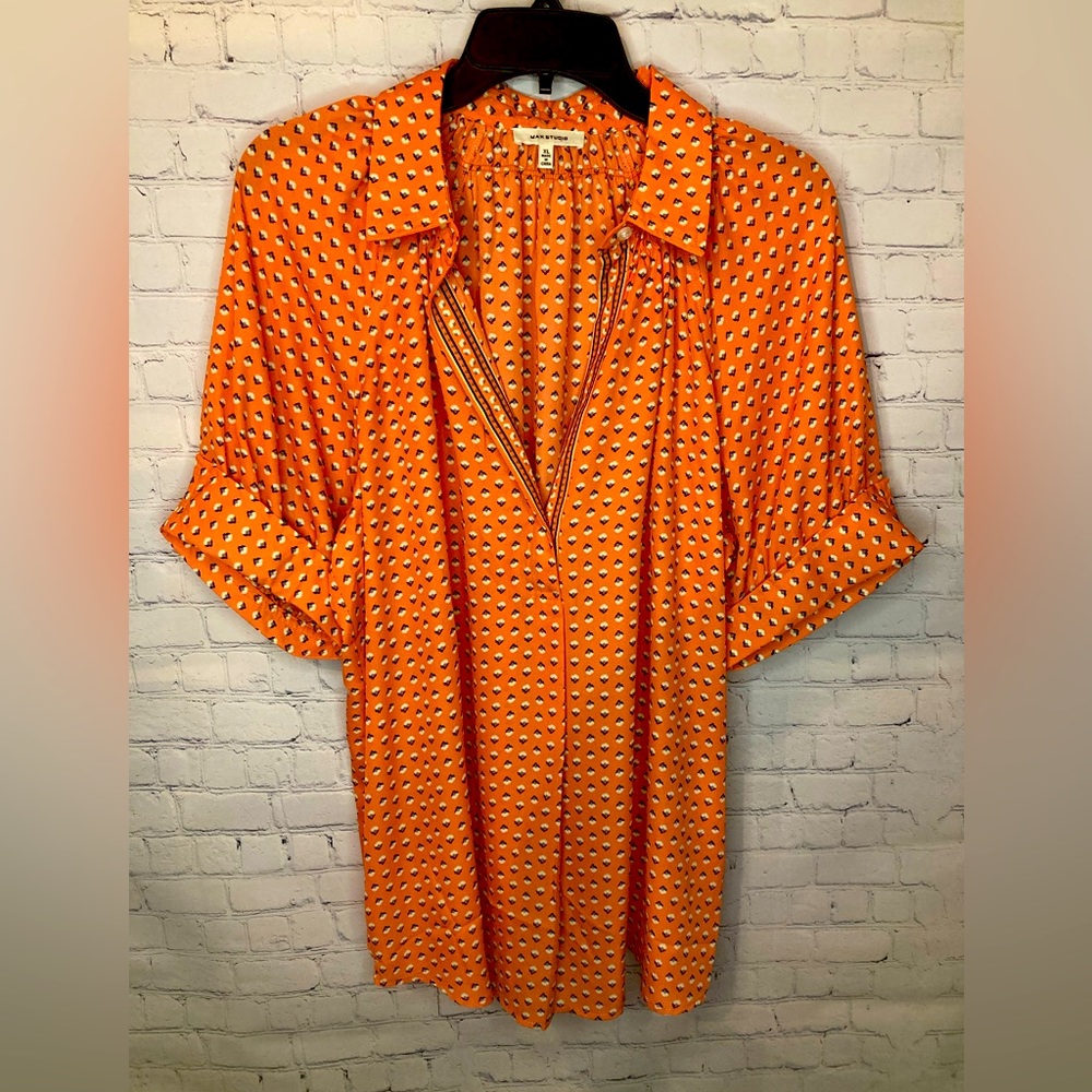 Max Studio Orange Patterned Blouse - image 1